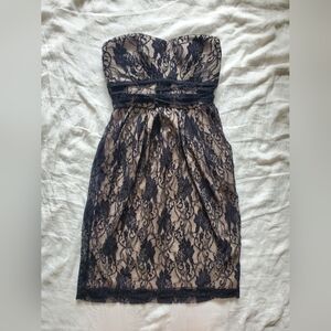 Chic Kismet Y2K Strapless Lace Dress in Black and Cream Size S